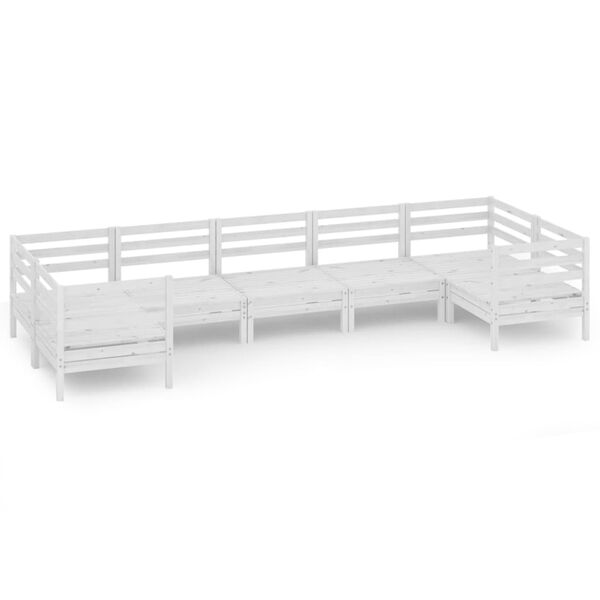 vidaXL 7-osainen Puutarhasohvasarja valkoinen t&auml;ysi m&auml;nty