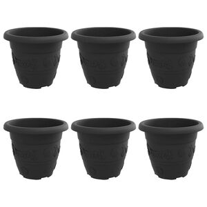 vidaXL Py&ouml;re&auml; kukkaruukku 6 pcs Musta &Oslash; 26 x 21.5 cm Muovi