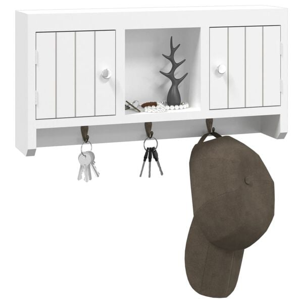 vidaXL Avainkaappi valkoinen 40x8,5x20 cm tekninen puu ja teräs