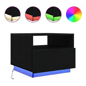 vidaXL Sohvap&ouml;yt&auml; LED-valoilla musta tammi 50x49x40 cm
