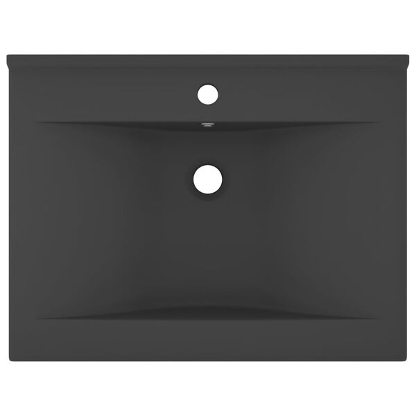 vidaXL Ylellinen pesuallas hanarei&auml;ll&auml; tummanharmaa 60x46 cm keraami