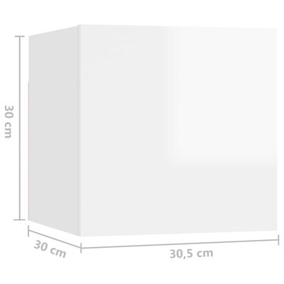 vidaXL Yöpöytä korkeakiilto valkoinen 30,5x30x30 cm lastulevy