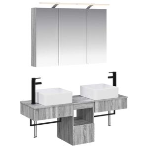 vidaXL Kylpyhuoneen kaappisetti 4 pcs Harmaa Sonoma 100 x 14,5 x 70 cm