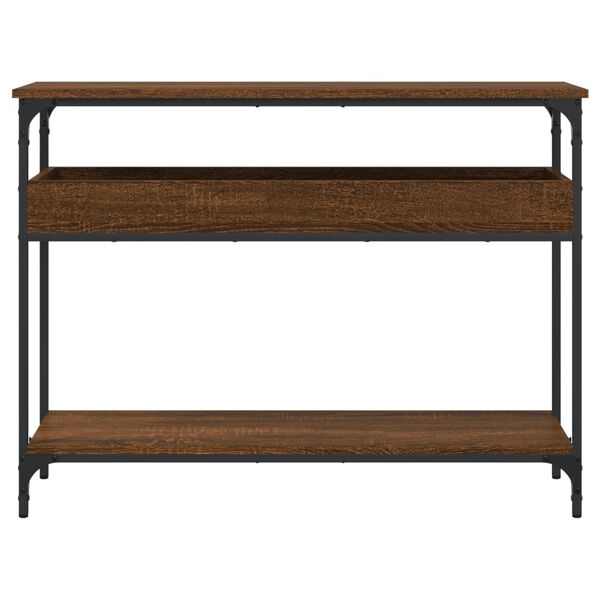vidaXL Konsolipöytä hyllyllä ruskea tammi 100x29x75 cm tekninen puu
