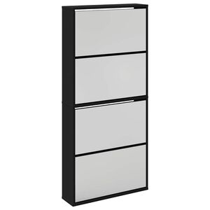 vidaXL Kenk&auml;kaappi peilill&auml; 4 tasoa musta 63x17x134 cm