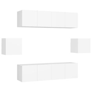 vidaXL 6-osainen TV-kaappisarja valkoinen tekninen puu