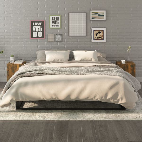 vidaXL Yöpöydät 2 kpl savutammi tekninen puu