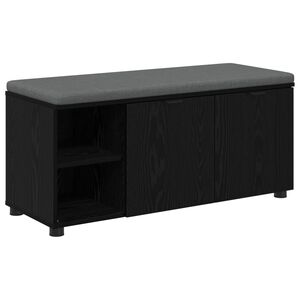 vidaXL Halli penkki tyynyll&auml; hyllyll&auml; Musta Tammi 100 x 38 x 46 cm