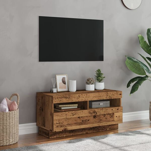 vidaXL TV-kaappi LED-valoilla Old Wood 80x35x40 cm Engineered Wood