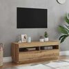 vidaXL TV-kaappi LED-valoilla k&auml;sity&ouml;l&auml;inen tammi 100x35x40 cm