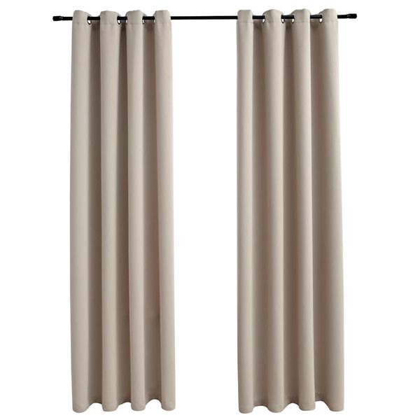 vidaXL Pimennysverhot metallirenkailla 2 kpl beige 140x175 cm