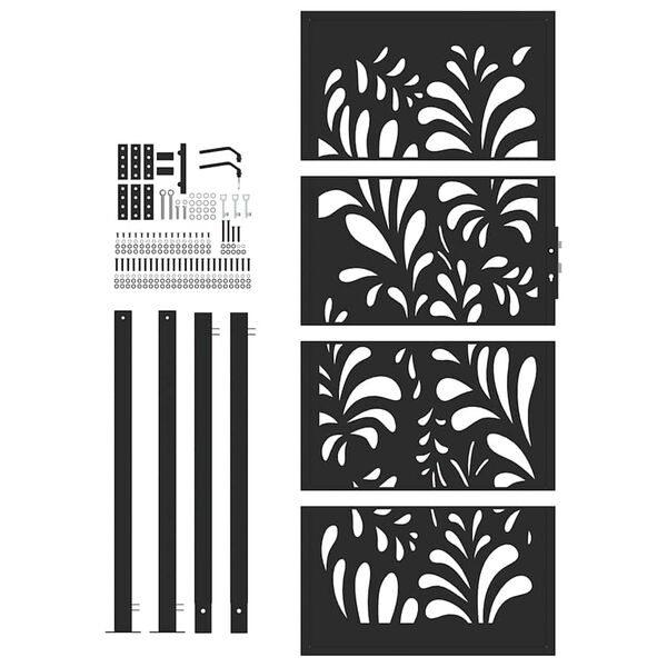 vidaXL Puutarhan portti musta 100x200 cm teräs aaltokuvio