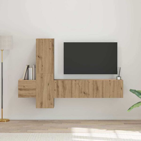 vidaXL TV-tasosetti 5 pcs artesaani tammi 181 x 30 x 120 cm