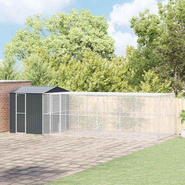 vidaXL Lintuh&auml;kki Antrasiitti 845 x 304 x 247 cm Galvanoitu ter&auml;s