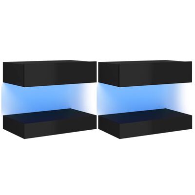 vidaXL TV-tasot LED-valoilla 2 kpl korkeakiilto musta 60x35 cm