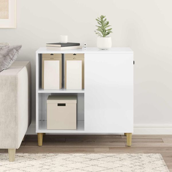 vidaXL Kissatalo Kiilt&auml;v&auml; Valkoinen 72 x 42.5 x 70 cm Tekninen puu