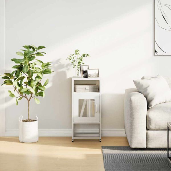 vidaXL y&ouml;p&ouml;yt&auml;kaappi Valkoinen 36x39x78 cm Kylm&auml;valssattu ter&auml;s