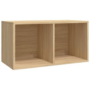 vidaXL Vinyylilevyjen s&auml;ilytyslaatikko tammi 71x34x36 cm tekninen puu