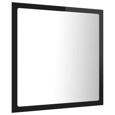vidaXL LED-kylpyhuonepeili korkeakiilto musta 40x8,5x37 cm akryyli