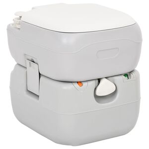 vidaXL Kannettava retki WC harmaavalkoinen 22+12 l HDPE