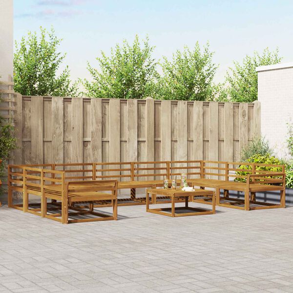 vidaXL Ulkosohvakokoelma 10 pcs Luonnollinen Tihe&auml; akasiapuu