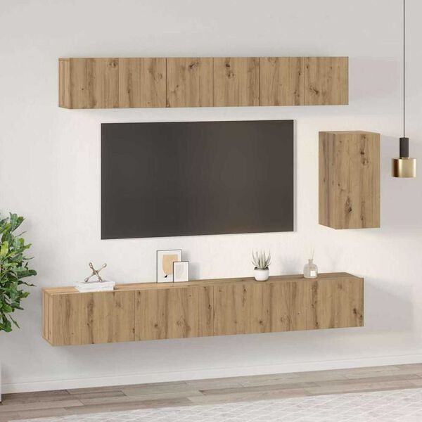 vidaXL TV-tasosetti 6 pcs artesaani tammi 100 x 30 x 30 cm