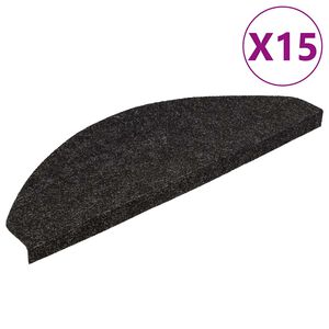 vidaXL Itsekiinnittyv&auml;t porrasmatot 15 kpl 56x17x3 cm musta