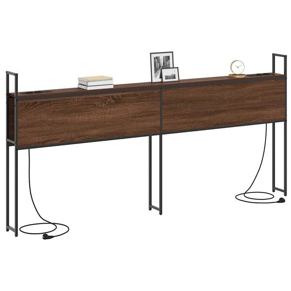 vidaXL S&auml;ilytyss&auml;nky latausasemalla Ruskea tammi 203 x 15 x 98 cm