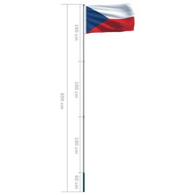 vidaXL Tšekin lippu ja tanko alumiini 6 m
