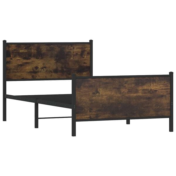 vidaXL Metallinen s&auml;ngynrunko ilman patjaa savutammi 100x190 cm