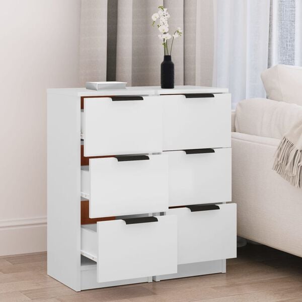 vidaXL Senkit 2 kpl valkoinen 30x30x70 cm tekninen puu