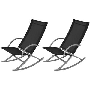vidaXL Keinutuolit 2 kpl ter&auml;s ja textilene musta