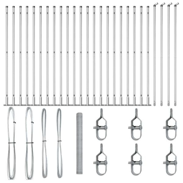 vidaXL Aita paalujen kanssa Hopea 1.4 x 50 m