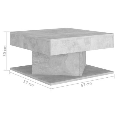 vidaXL Sohvapöytä betoninharmaa 57x57x30 cm lastulevy