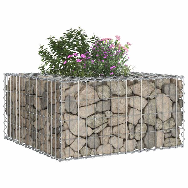 vidaXL Gabion Kohotettu Peti Hopea 80 x 80 x 40 cm Galvanoitu ter&auml;s