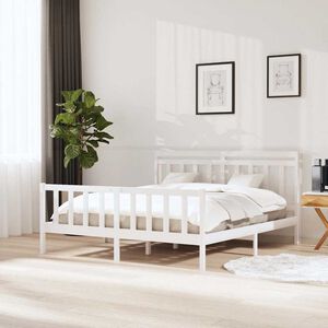 vidaXL S&auml;ngynrunko valkoinen 180x200 cm Super King t&auml;ysi puu