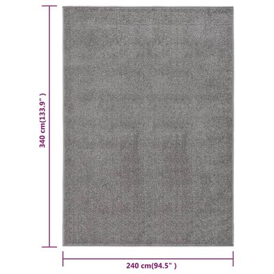 vidaXL Lyhytnukkainen matto 240x340 cm harmaa