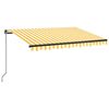 vidaXL Manuaalisesti sis&auml;&auml;nkelattava markiisi 350x250cm keltavalkoinen