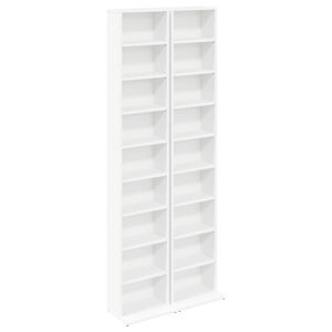 vidaXL CD-kaappi 2 kpl valkoinen 33 x 23,5 x 175 cm Tekninen puu