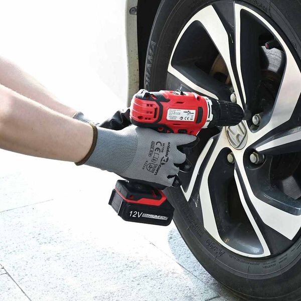 vidaXL Ty&ouml;hanskat 12 pcs Harmaa ja musta 8 / m Polyesteri