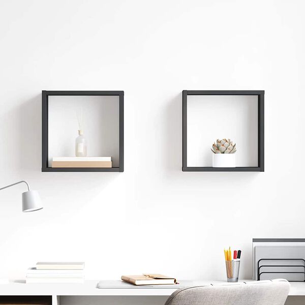 vidaXL Kuutiosein&auml;hyllyt 2 kpl harmaa 30x15x30 cm