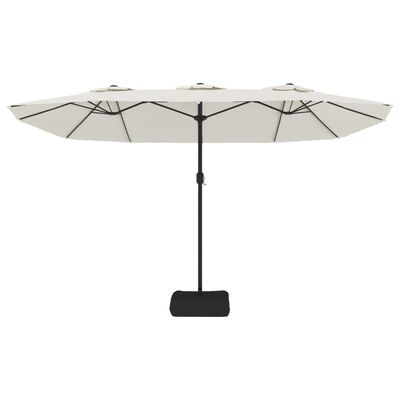 vidaXL Kaksipäinen aurinkovarjo hiekanvalkoinen 449x245 cm