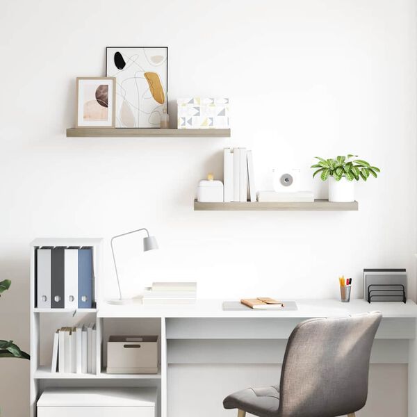 vidaXL Kelluvat sein&auml;hyllyt 2 kpl tammi 80x23,5x3,8 cm MDF