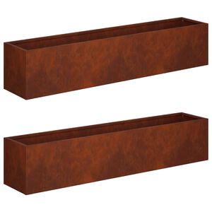 vidaXL Puutarha ruukku 2 kpl Ruosteinen 80 x 20 x 20 cm