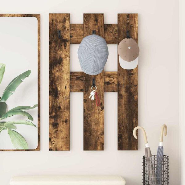 vidaXL Seinälle asennettava takkihylly Savutammi 65 x 3 x 100 cm