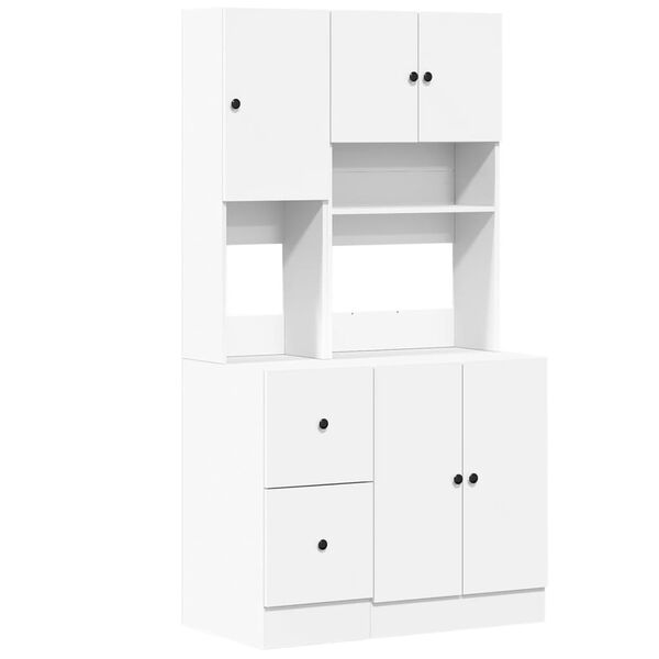 vidaXL Keitti&ouml;kaappi valkoinen 95x50x180 cm tekninen puu