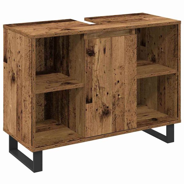 vidaXL Kylpyhuonekalustesetti hyllyll&auml; 3 pcs Ruskea Tekninen puu