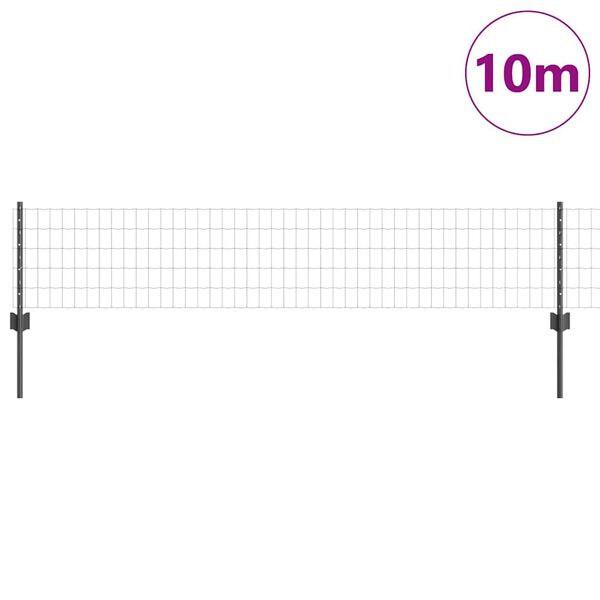 vidaXL Aita ja Tuki Harmaa 0,4 x 10 m Ter&auml;st&auml; ja PVC:t&auml;