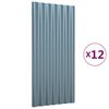 vidaXL Kattopaneeli 12 kpl galvanoitu ter&auml;s harmaa 80x36 cm