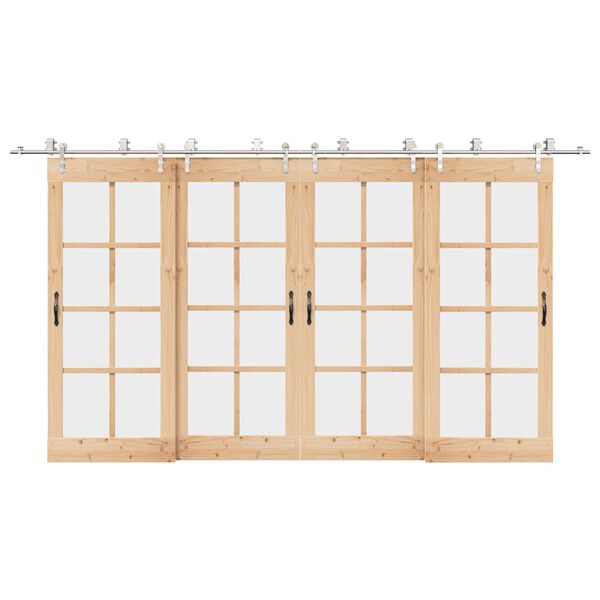 vidaXL Liukuoven asennustarvikkeet 400 cm ruostumaton teräs hopea